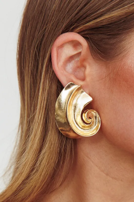 Calypso Spiral Shell Earrings Gold sold by Selfie Leslie