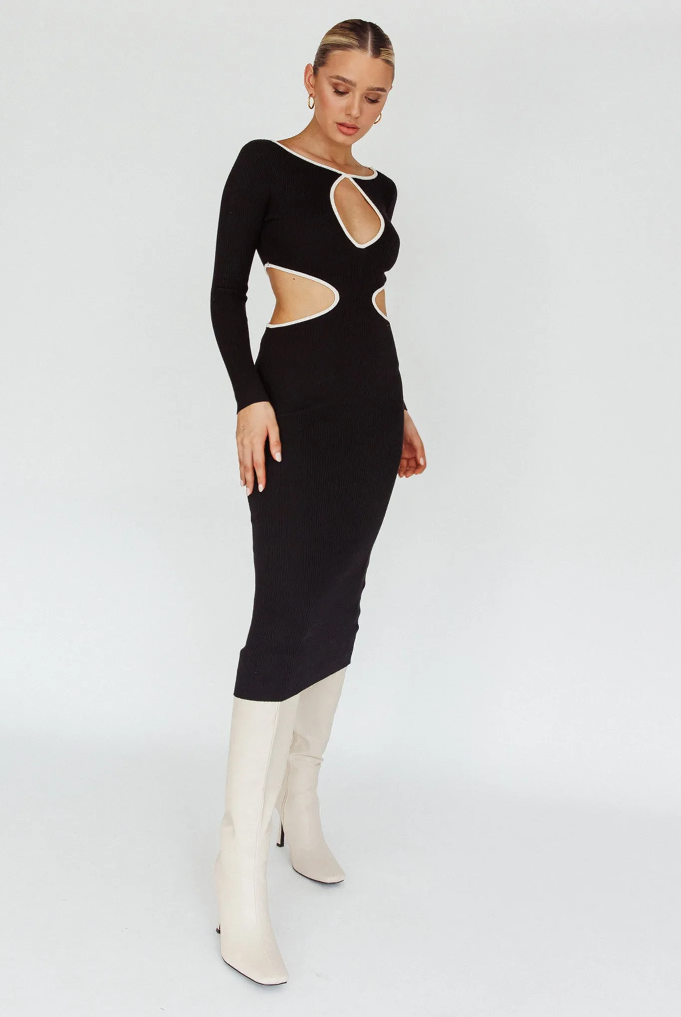 Jovie Keyhole Knit Midi Dress Black sold by Selfie Leslie product image thumbnail 3