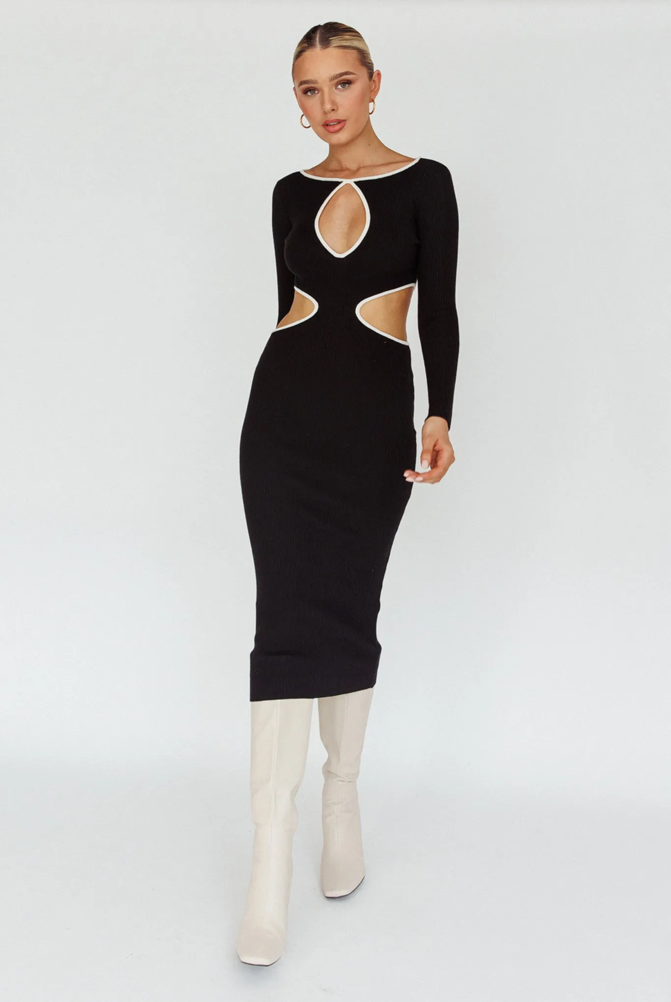 Jovie Keyhole Knit Midi Dress Black sold by Selfie Leslie product image thumbnail 5