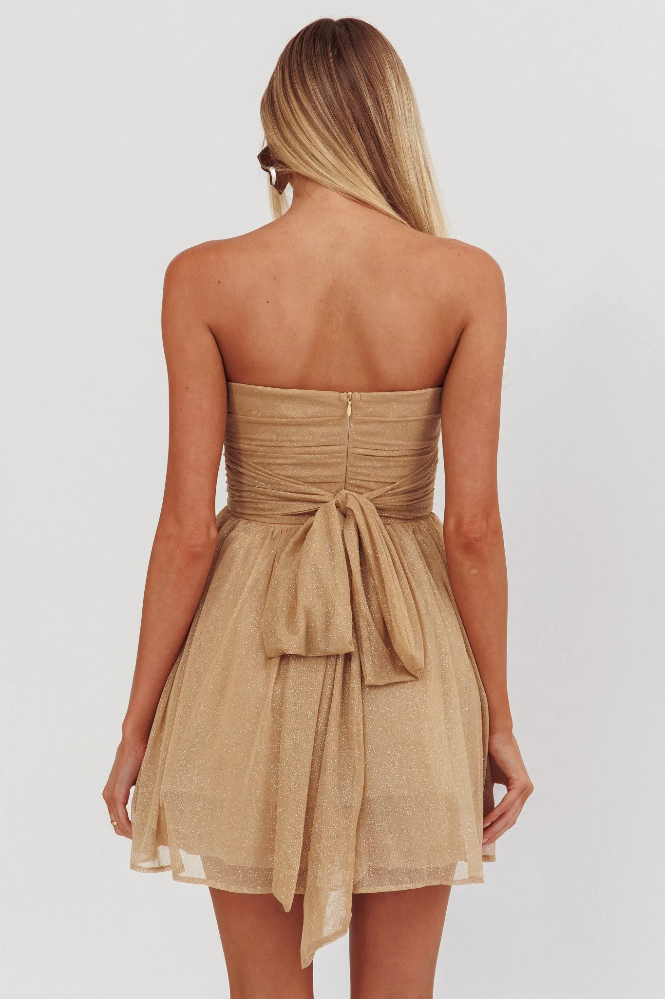 Guilty Pleasure Strapless Glitter Mini Dress Gold sold by Selfie Leslie product image thumbnail 2