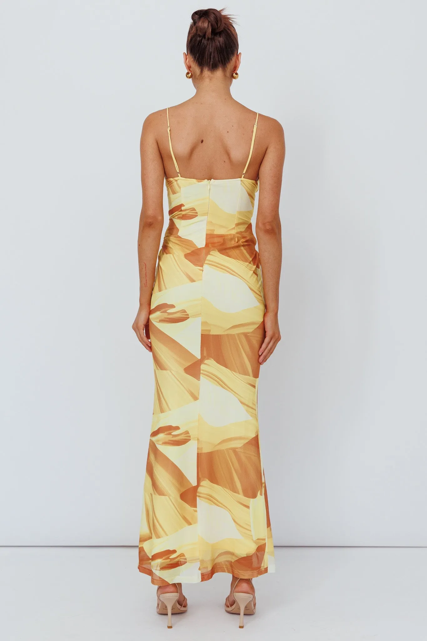 Teava Laced Waist Maxi Dress Abstract Yellow sold by Selfie Leslie product image thumbnail 2