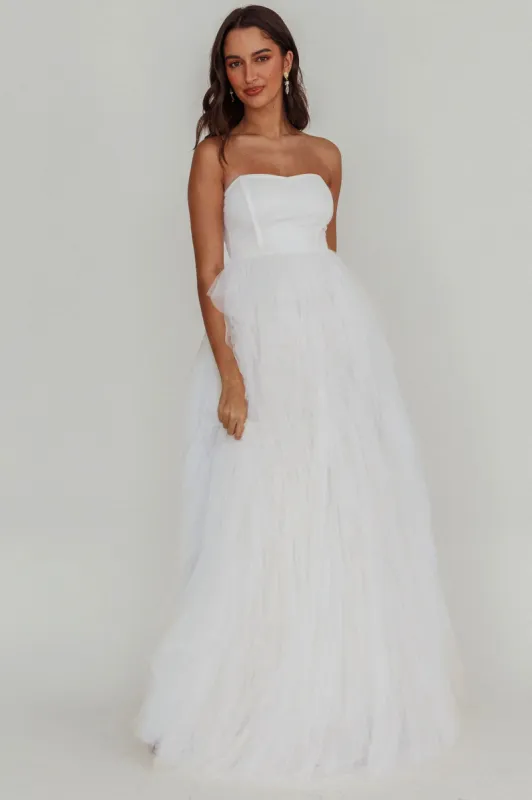 Rori Tulle Cascade Maxi Dress White sold by Selfie Leslie