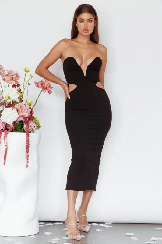 Dragonfly Lace-up Back Midi Dress Black sold by Selfie Leslie