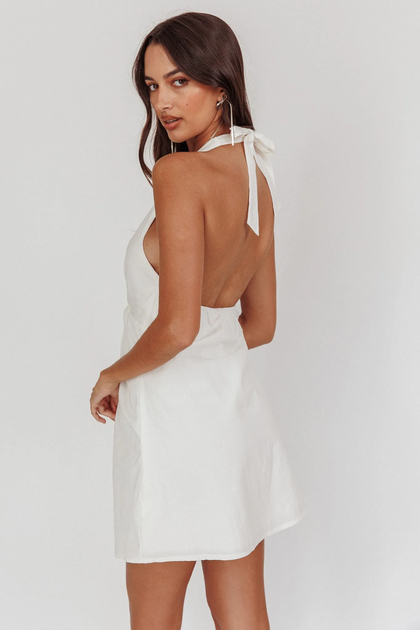 Zoriah Twist Bust Halterneck Mini Dress White sold by Selfie Leslie product image thumbnail 2