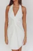 Zoriah Twist Bust Halterneck Mini Dress White sold by Selfie Leslie
