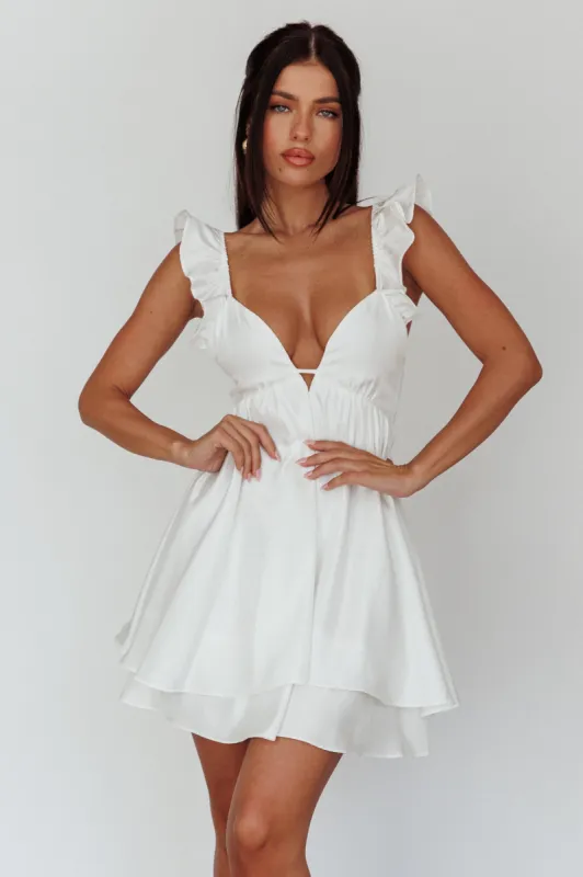 Siren Song Frill Strap Mini Dress White sold by Selfie Leslie