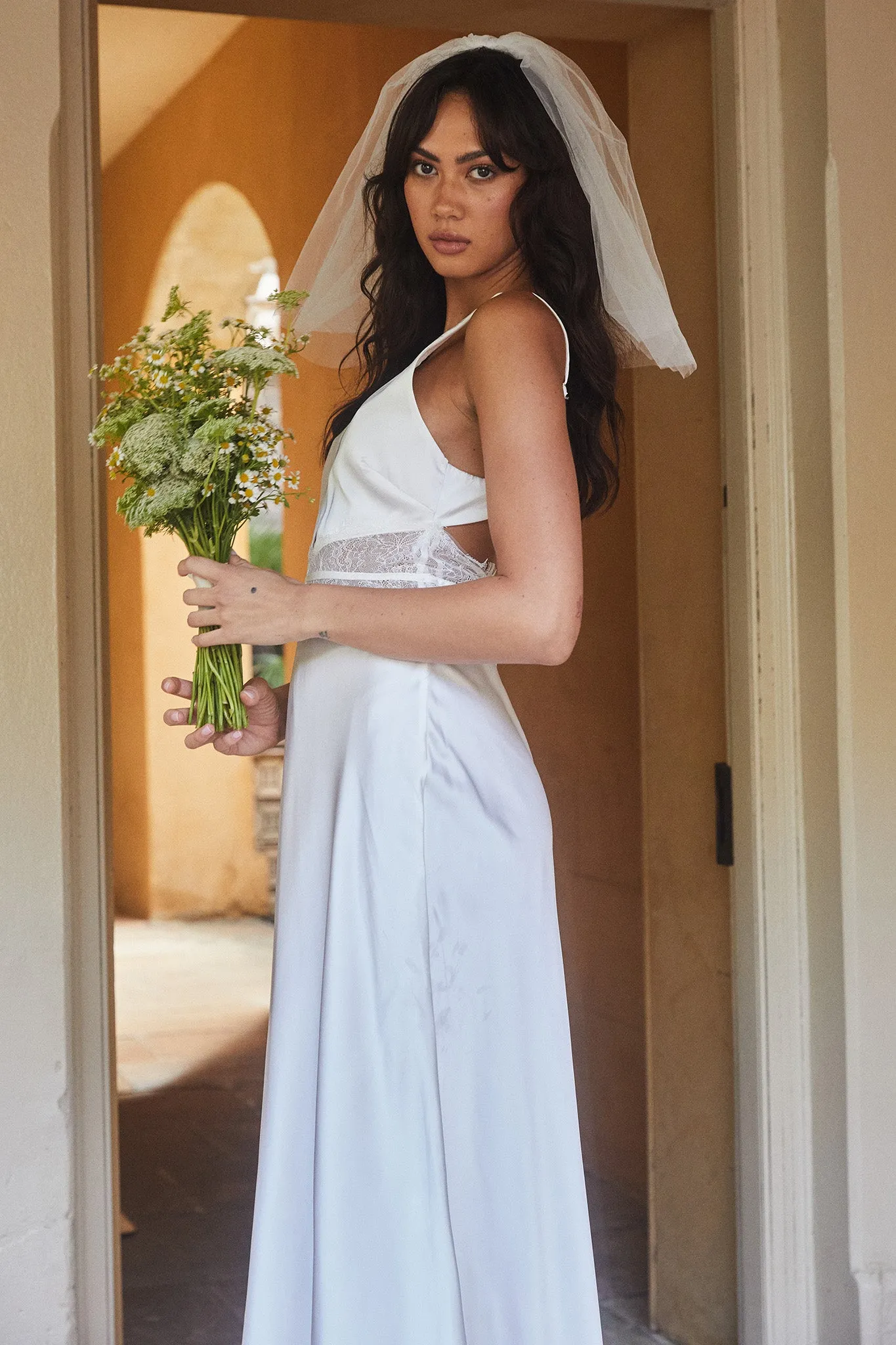 Honeybee Lace Trim Maxi Dress White sold by Selfie Leslie product image thumbnail 5