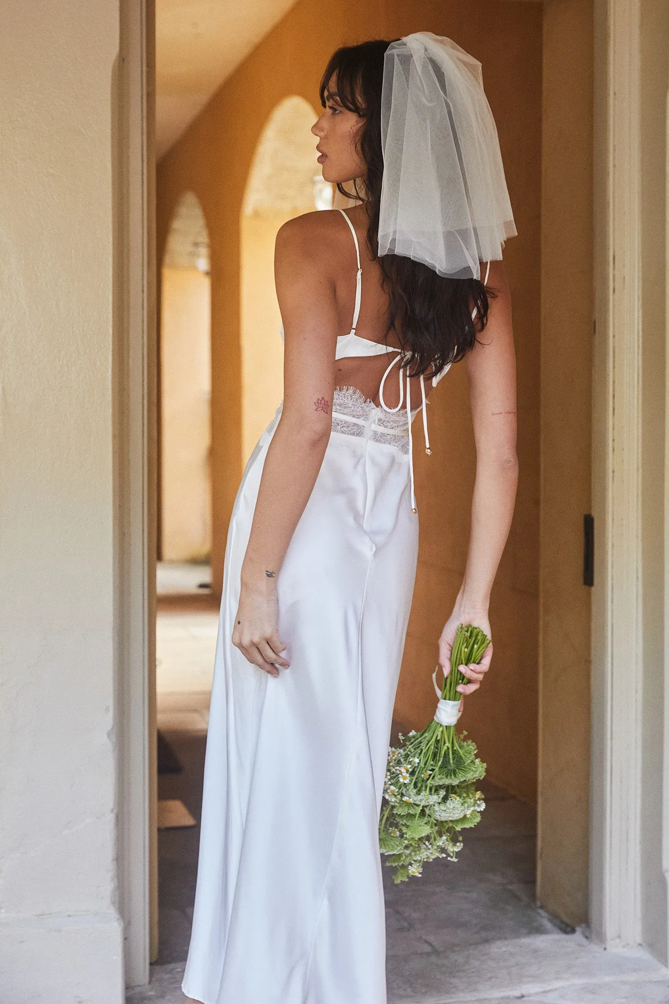 Honeybee Lace Trim Maxi Dress White sold by Selfie Leslie product image thumbnail 2