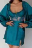Trophy Long Sleeve Lace Bodice Mini Dress Forest Green sold by Selfie Leslie