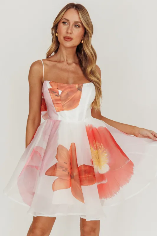 Athens Flared Bow Mini Dress Off White sold by Selfie Leslie