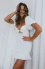 Aperol Spritz Shirred Bodice Puff Sleeve Mini Dress White sold by Selfie Leslie