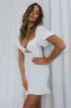 Aperol Spritz Shirred Bodice Puff Sleeve Mini Dress White sold by Selfie Leslie