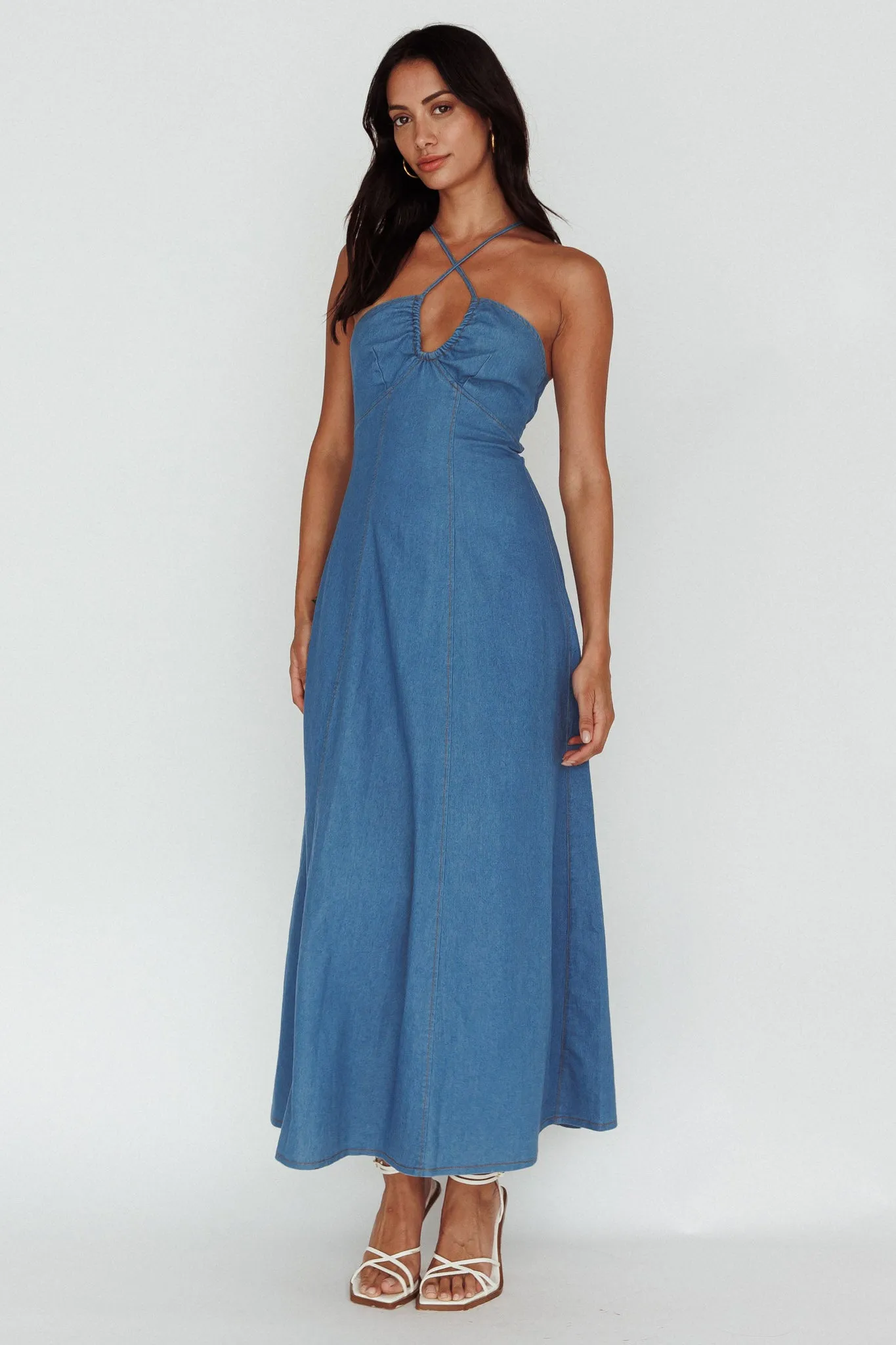 Leilana Halterneck Maxi Dress Denim sold by Selfie Leslie product image thumbnail 5