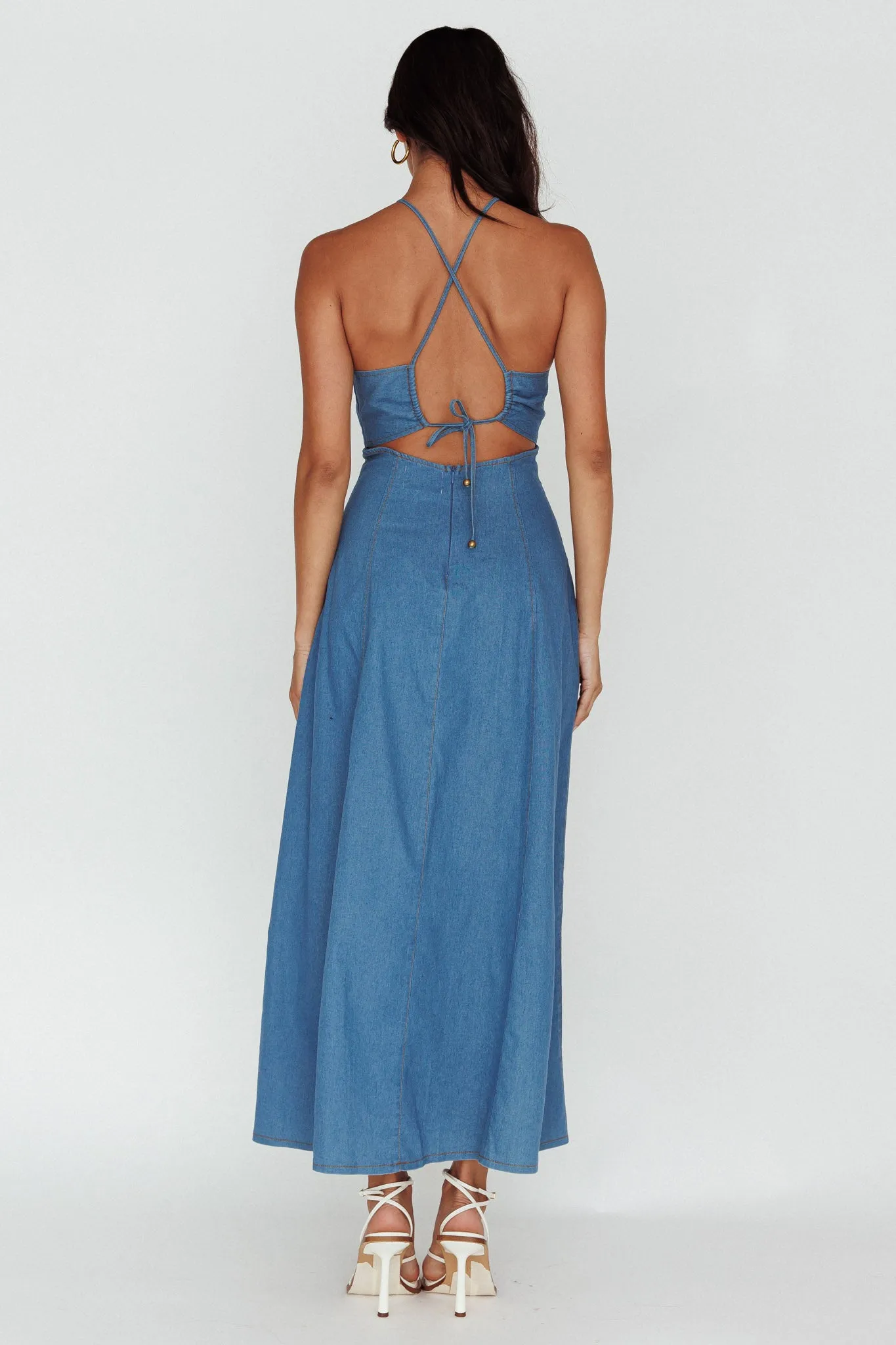 Leilana Halterneck Maxi Dress Denim sold by Selfie Leslie product image thumbnail 2