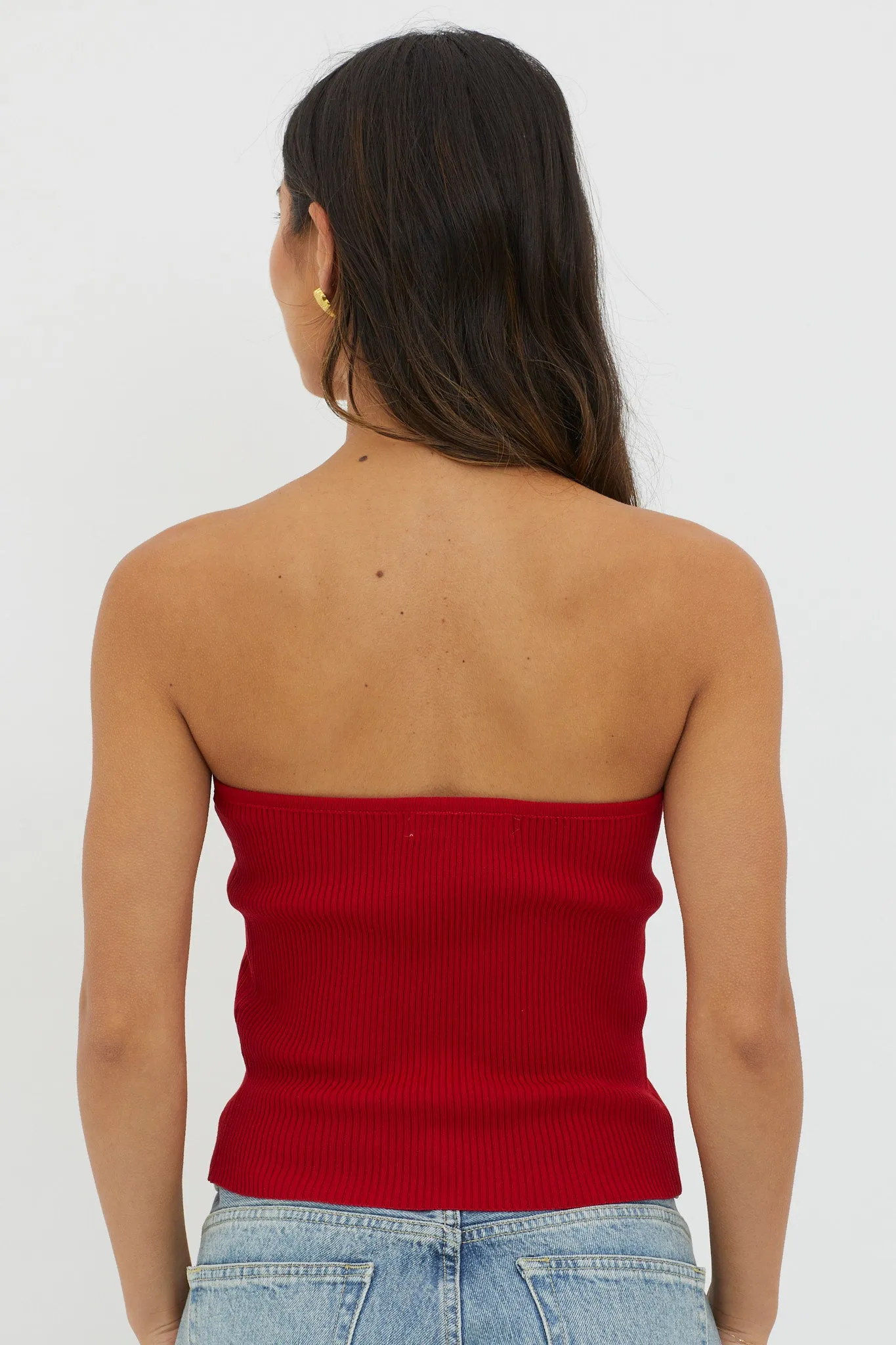 Flora Strapless Knit Top Wine sold by Selfie Leslie product image thumbnail 2