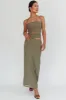 Lorely Ruched Bodice Maxi Dress Olive sold by Selfie Leslie