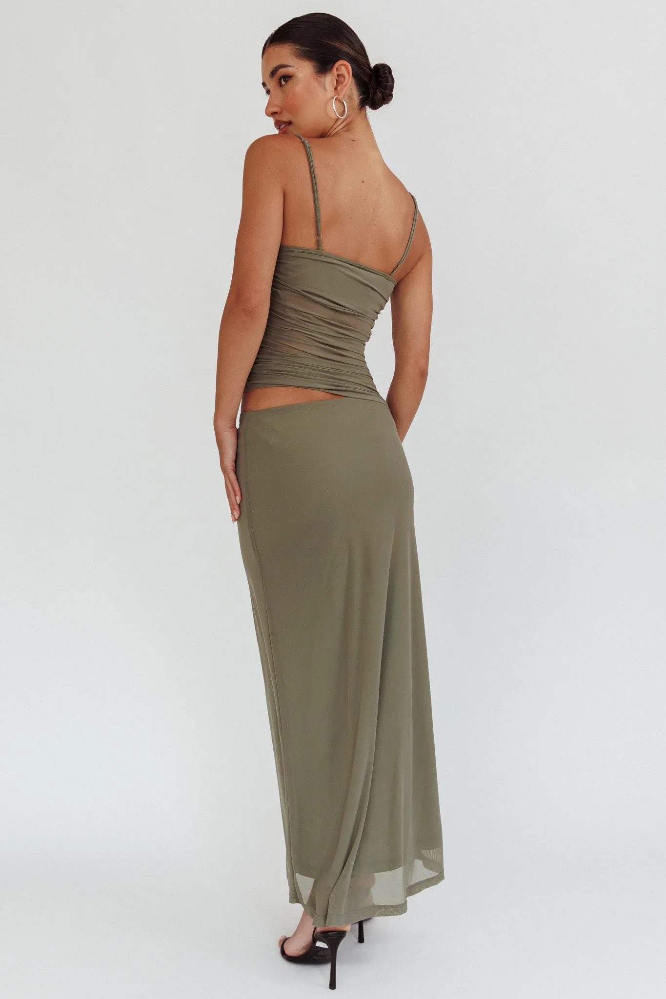 Lorely Ruched Bodice Maxi Dress Olive sold by Selfie Leslie product image thumbnail 2