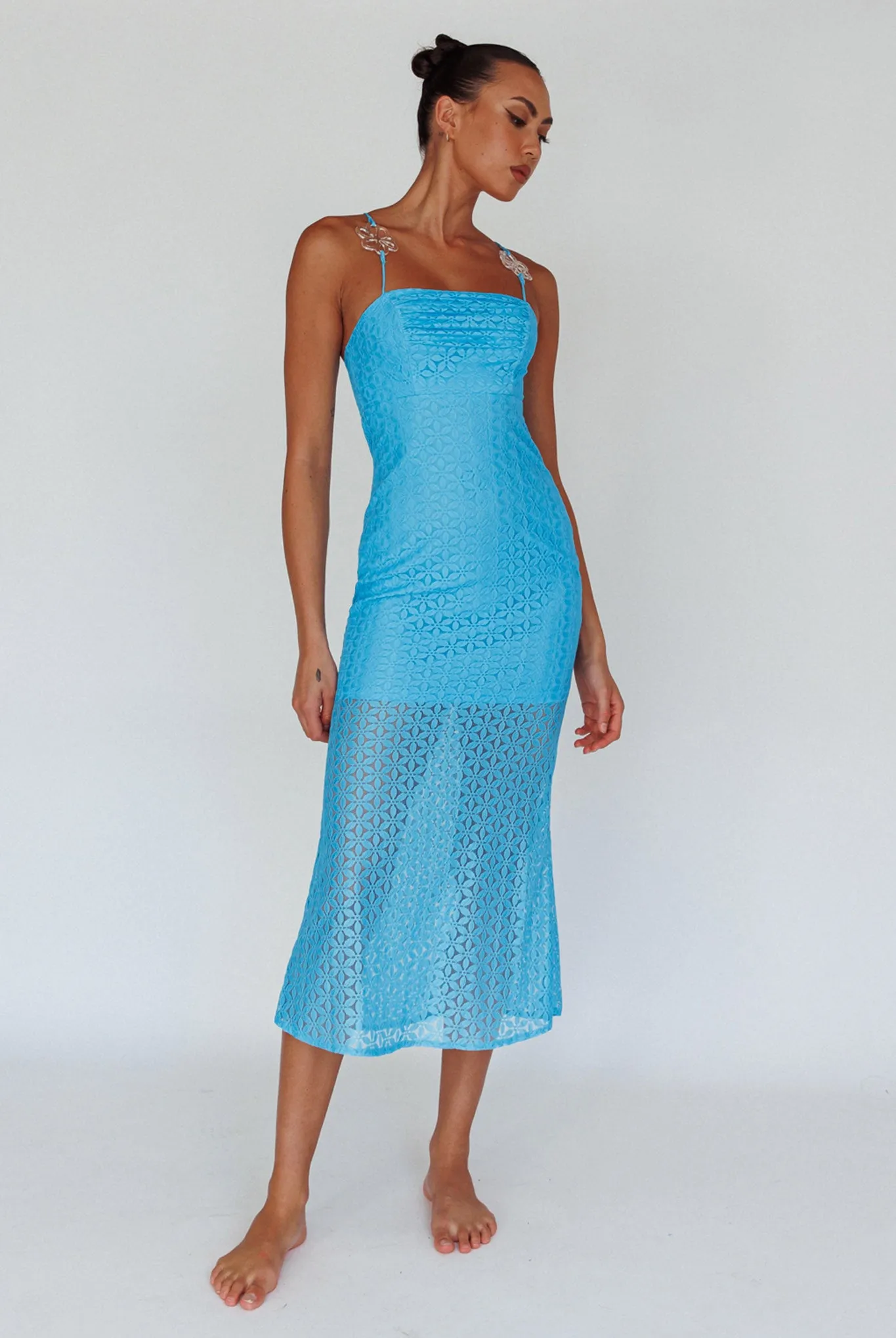 Lazy Daisy Flower Strap Midi Dress Blue sold by Selfie Leslie product image thumbnail 3