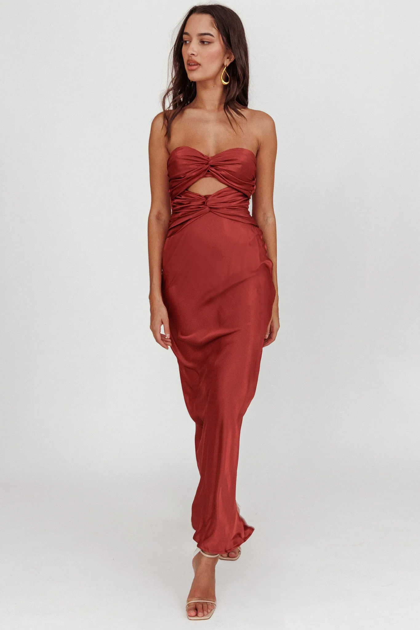 Good Impression Double Twist Maxi Dress Terracotta sold by Selfie Leslie product image thumbnail 5