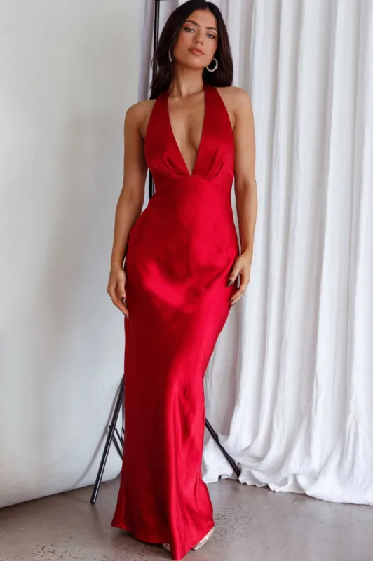 Of Your Dreams Rose Accent Halter Dress Red sold by Selfie Leslie