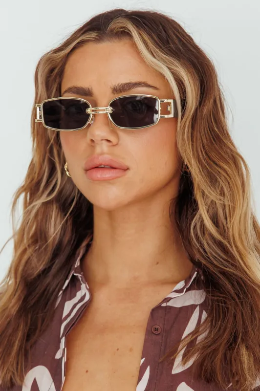 Meredith Gold Frame Sunglasses Black sold by Selfie Leslie