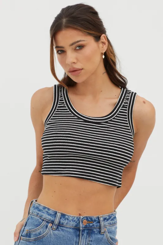 In Sync Scoop Neck Crop Top Black Base sold by Selfie Leslie
