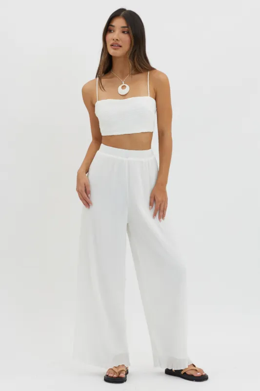 Light Energy Accordion Pleat Pants White sold by Selfie Leslie