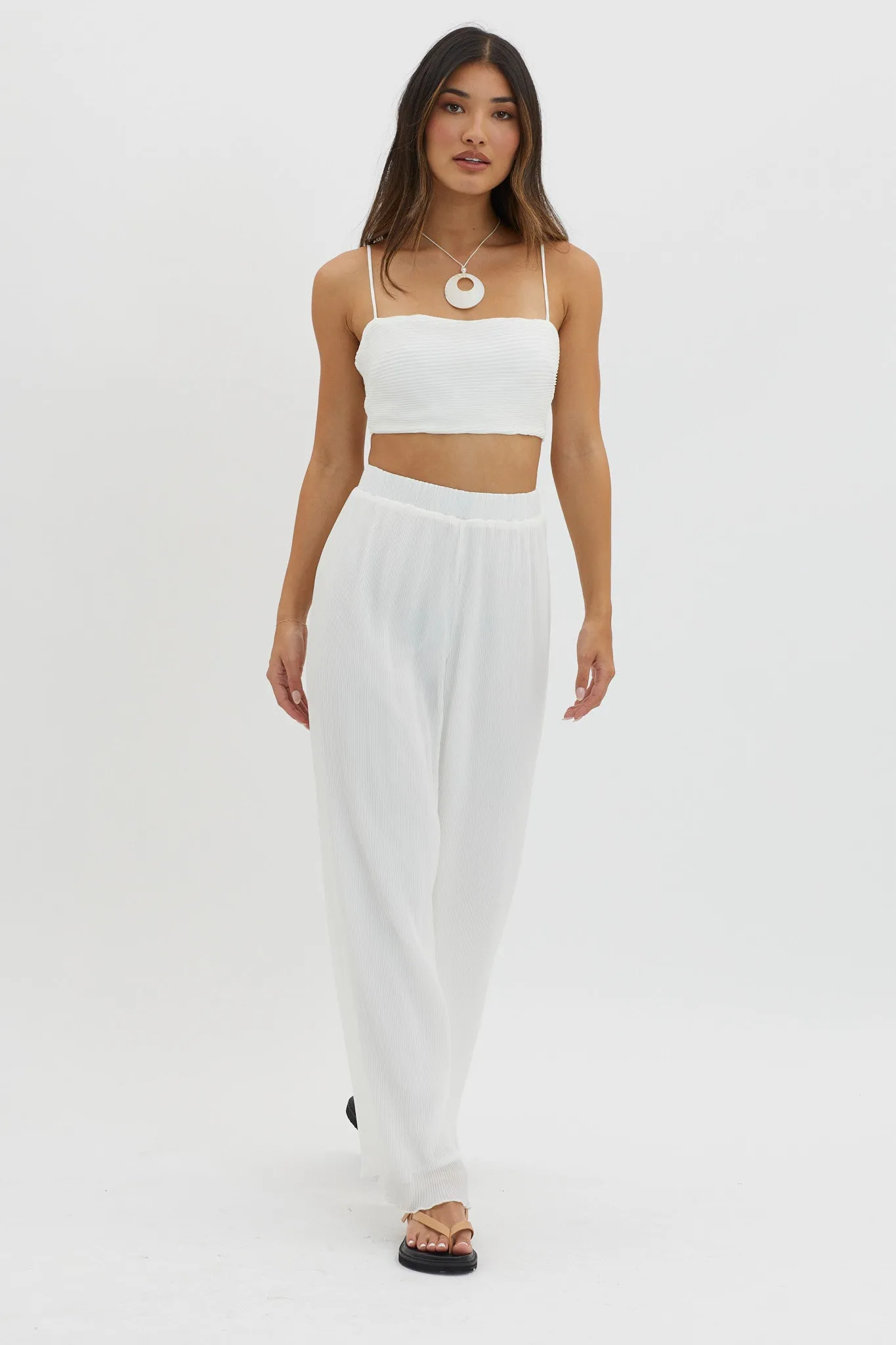 Light Energy Accordion Pleat Pants White sold by Selfie Leslie product image thumbnail 5