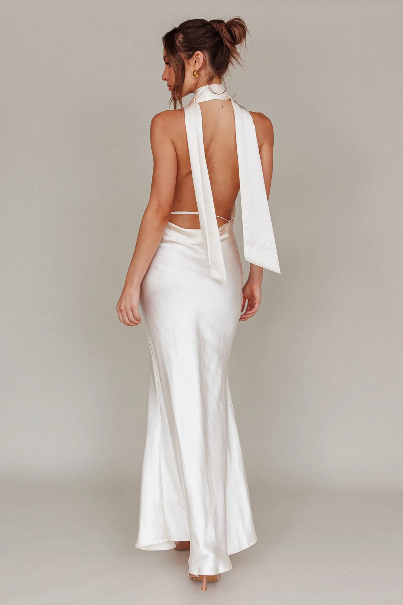 Italia Azure Halterneck Maxi Dress Oyster sold by Selfie Leslie product image thumbnail 2