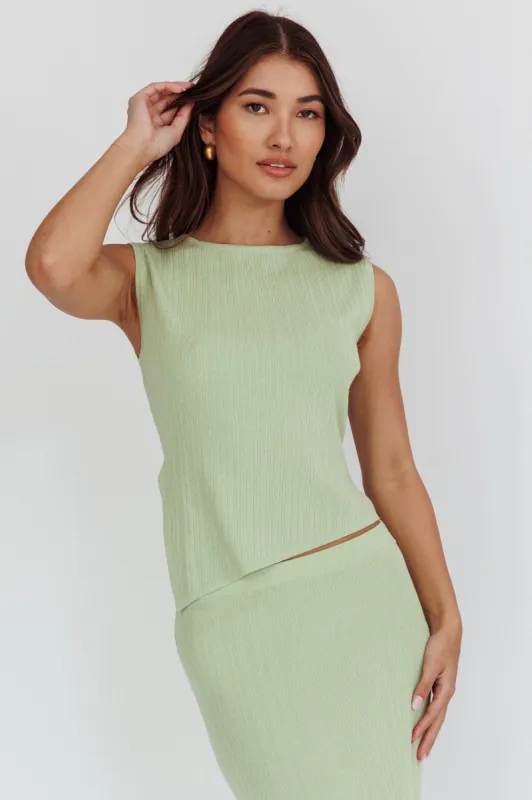 Rossana Asymmetric Hem Keyhole Top Sage sold by Selfie Leslie