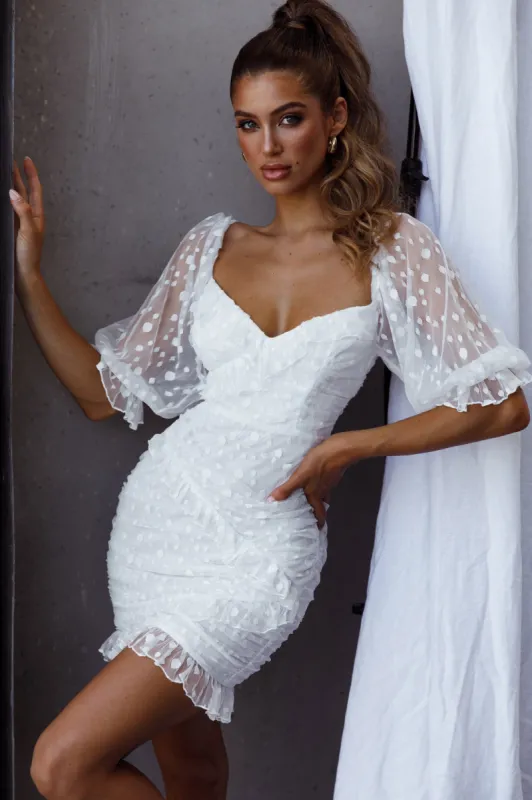 La Vida Sweetheart Neckline Puff Sleeve Dress White sold by Selfie Leslie