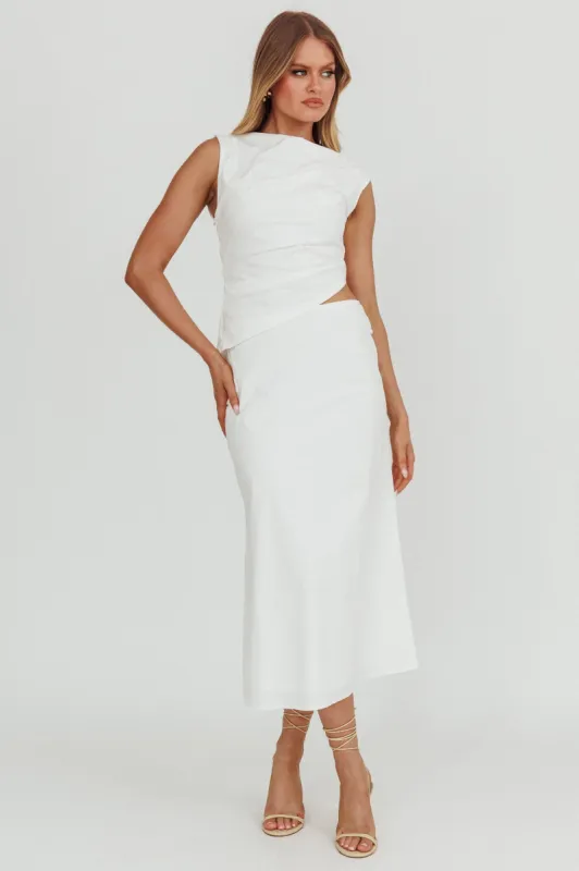 Lorely Boat Neck Cut Out Midi Dress White sold by Selfie Leslie