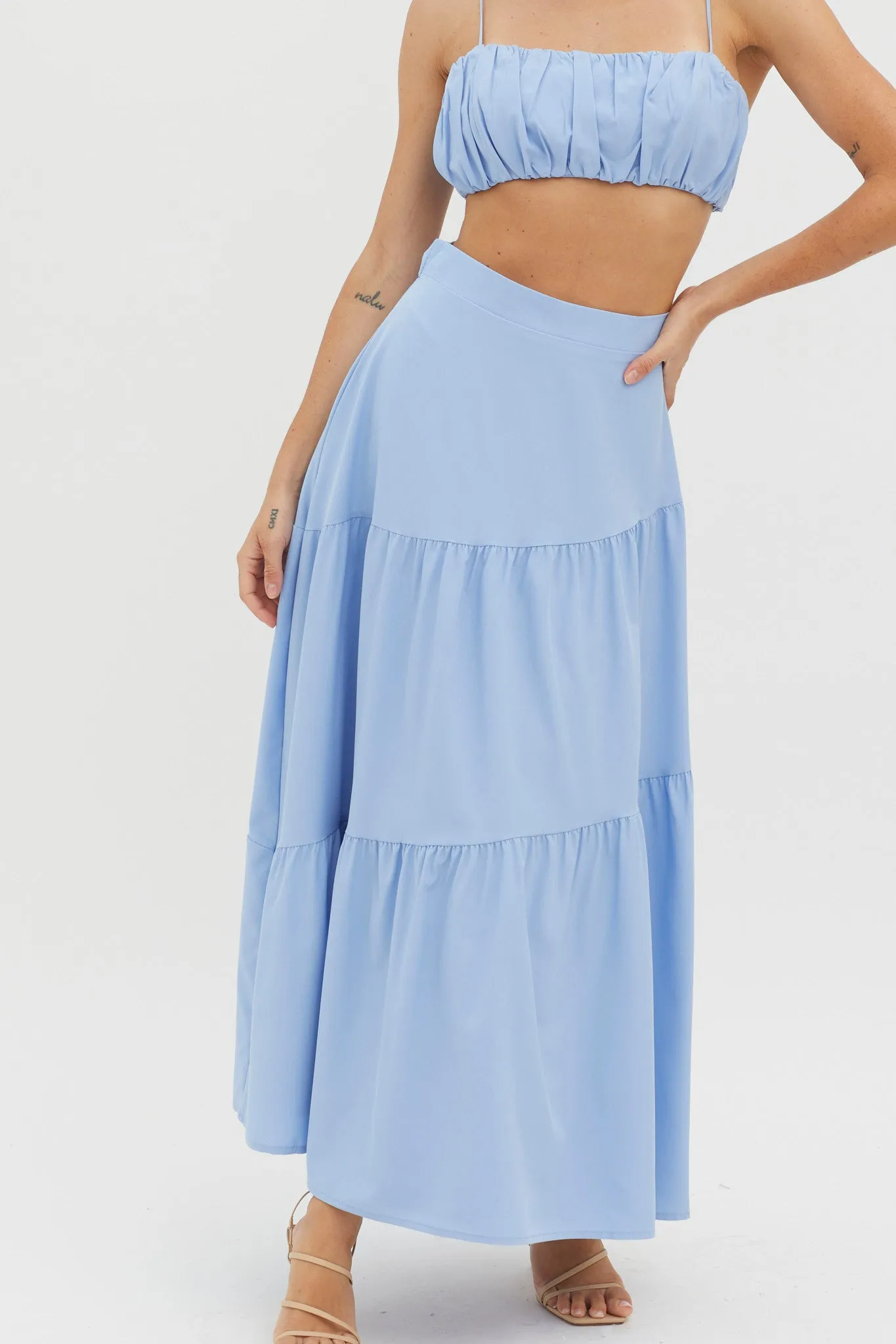 Bondi Waist Tie Maxi Skirt Blue sold by Selfie Leslie product image thumbnail 4