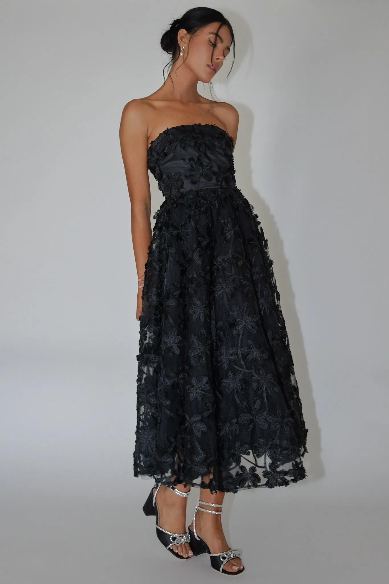 Dori Floral Embellished Midi Dress Black sold by Selfie Leslie product image thumbnail 3