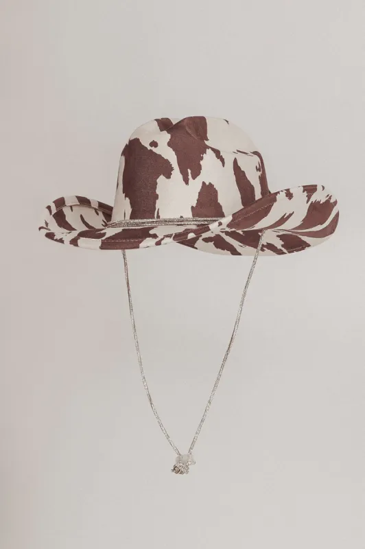Tucson Cowboy Hat Cow Print Brown/Ivory sold by Selfie Leslie