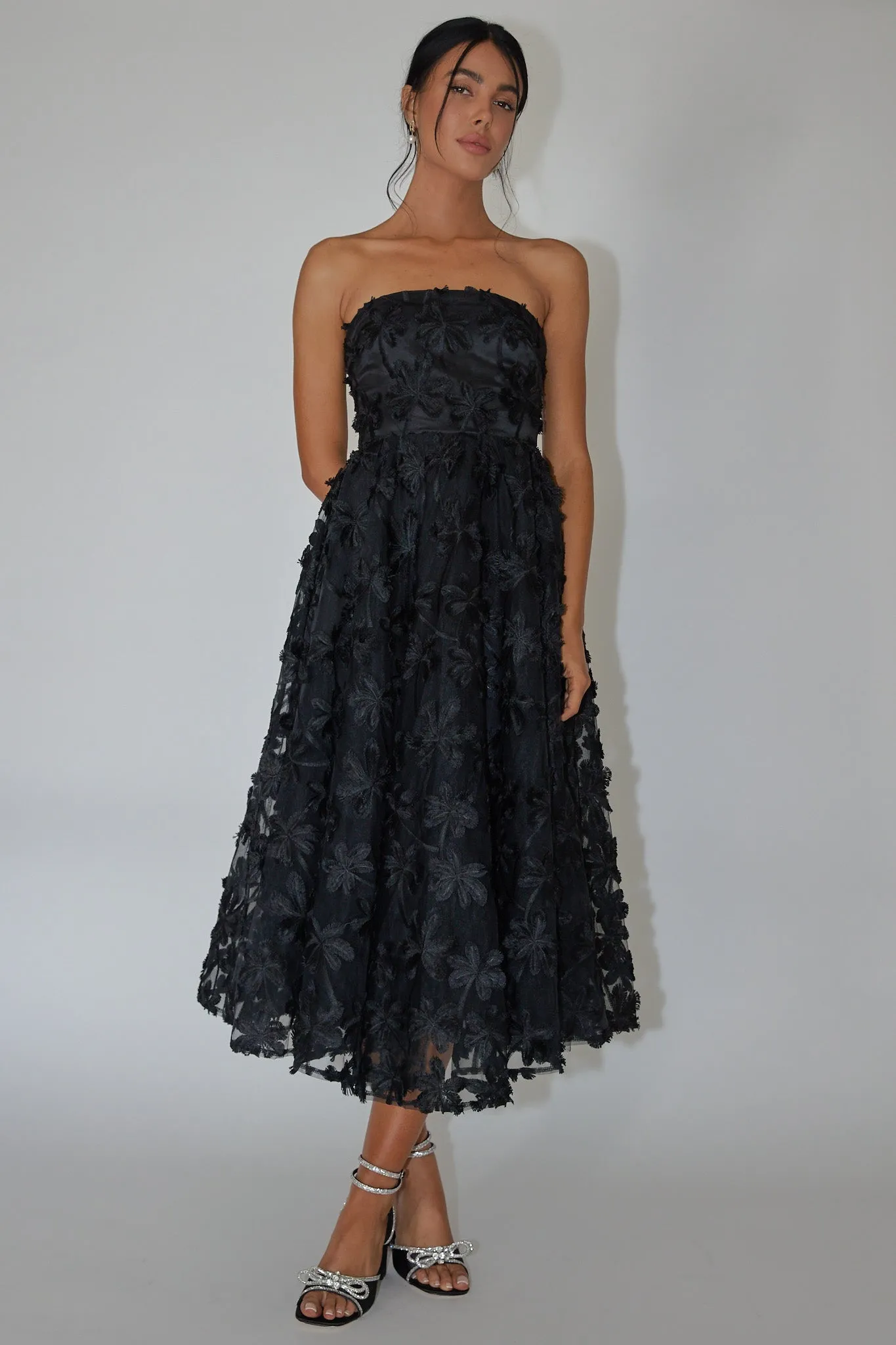 Dori Floral Embellished Midi Dress Black sold by Selfie Leslie product image thumbnail 5