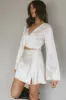 Reese Long Sleeve Satin Crop Top Cream sold by Selfie Leslie