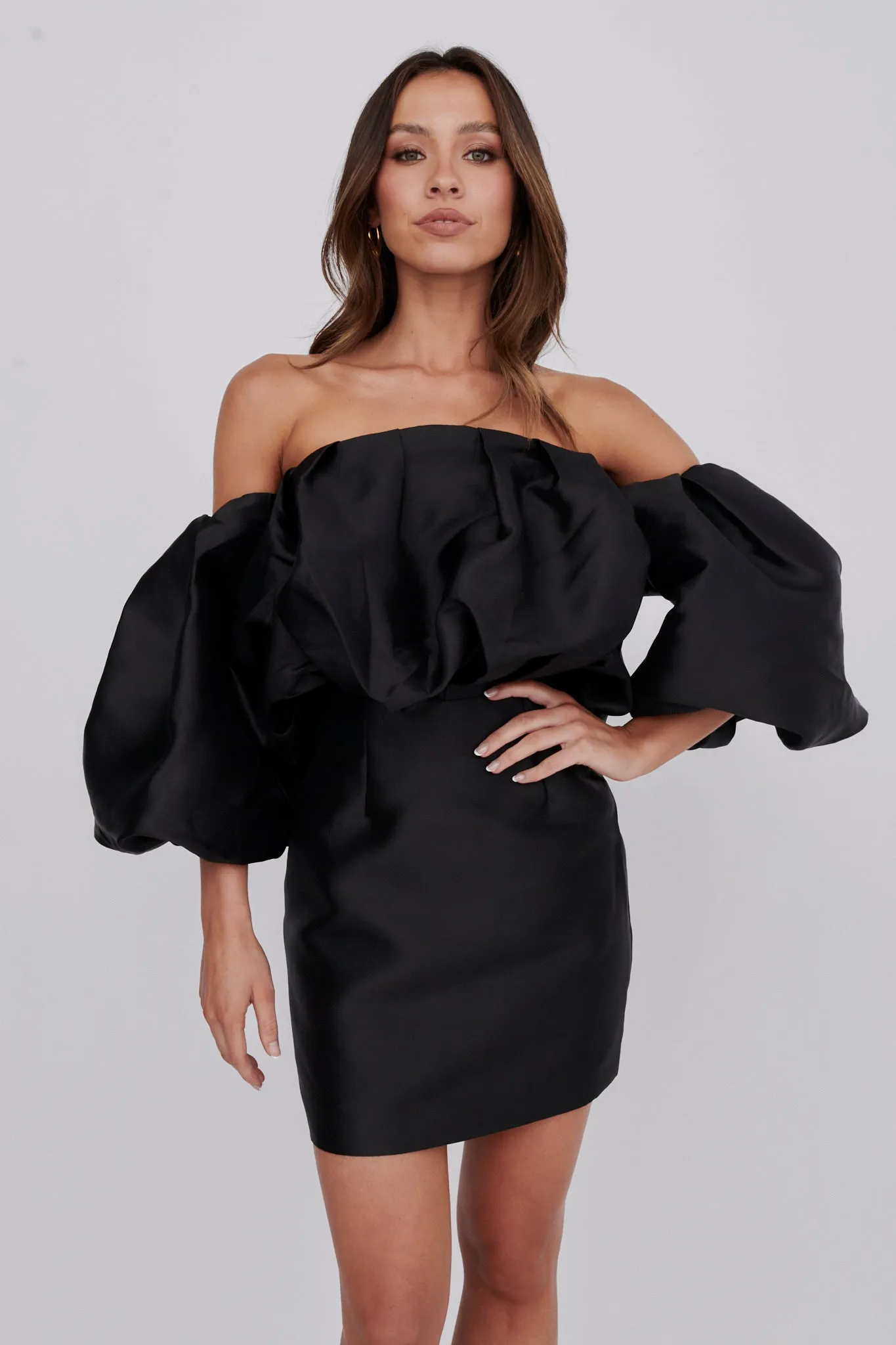 Dream Time Puffed Neckline Mini Dress Black sold by Selfie Leslie product image thumbnail 5