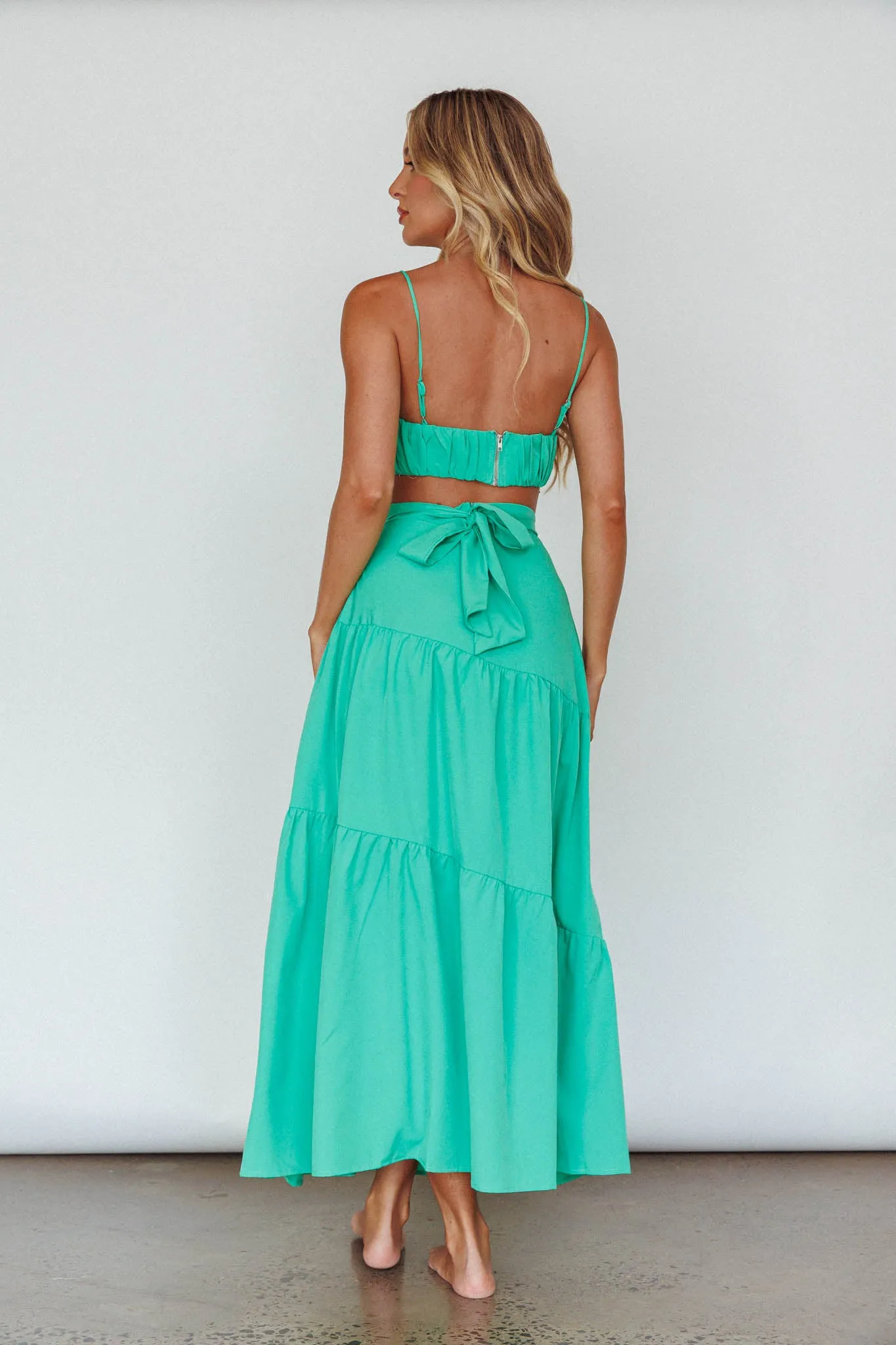 Bondi Waist Tie Maxi Skirt Apple sold by Selfie Leslie product image thumbnail 2