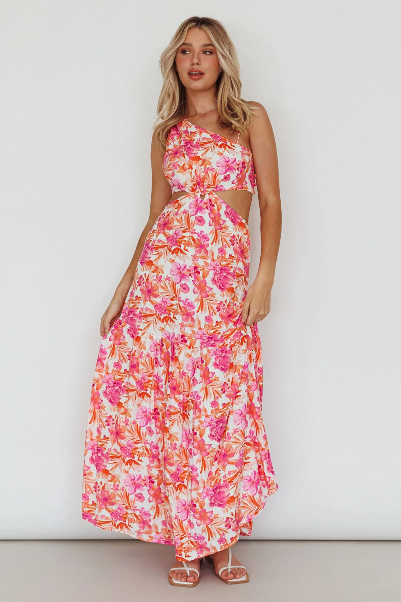 Evening Breeze Cut-Out Waist Maxi Dress Floral Pink sold by Selfie Leslie product image thumbnail 5