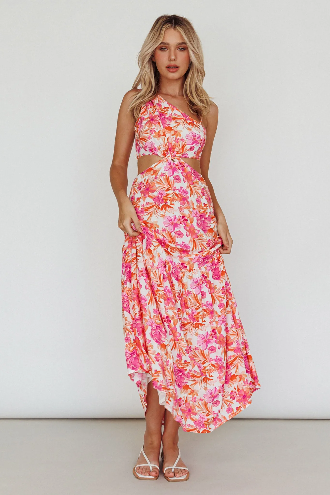 Evening Breeze Cut-Out Waist Maxi Dress Floral Pink sold by Selfie Leslie product image thumbnail 3