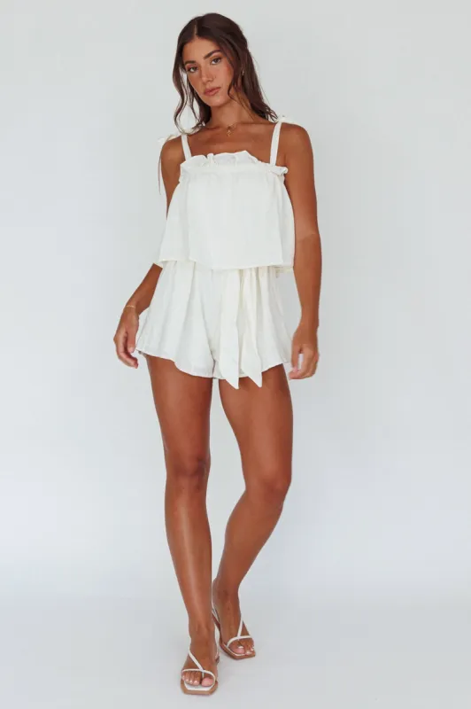 Minnow Tied Shoulder Romper White sold by Selfie Leslie