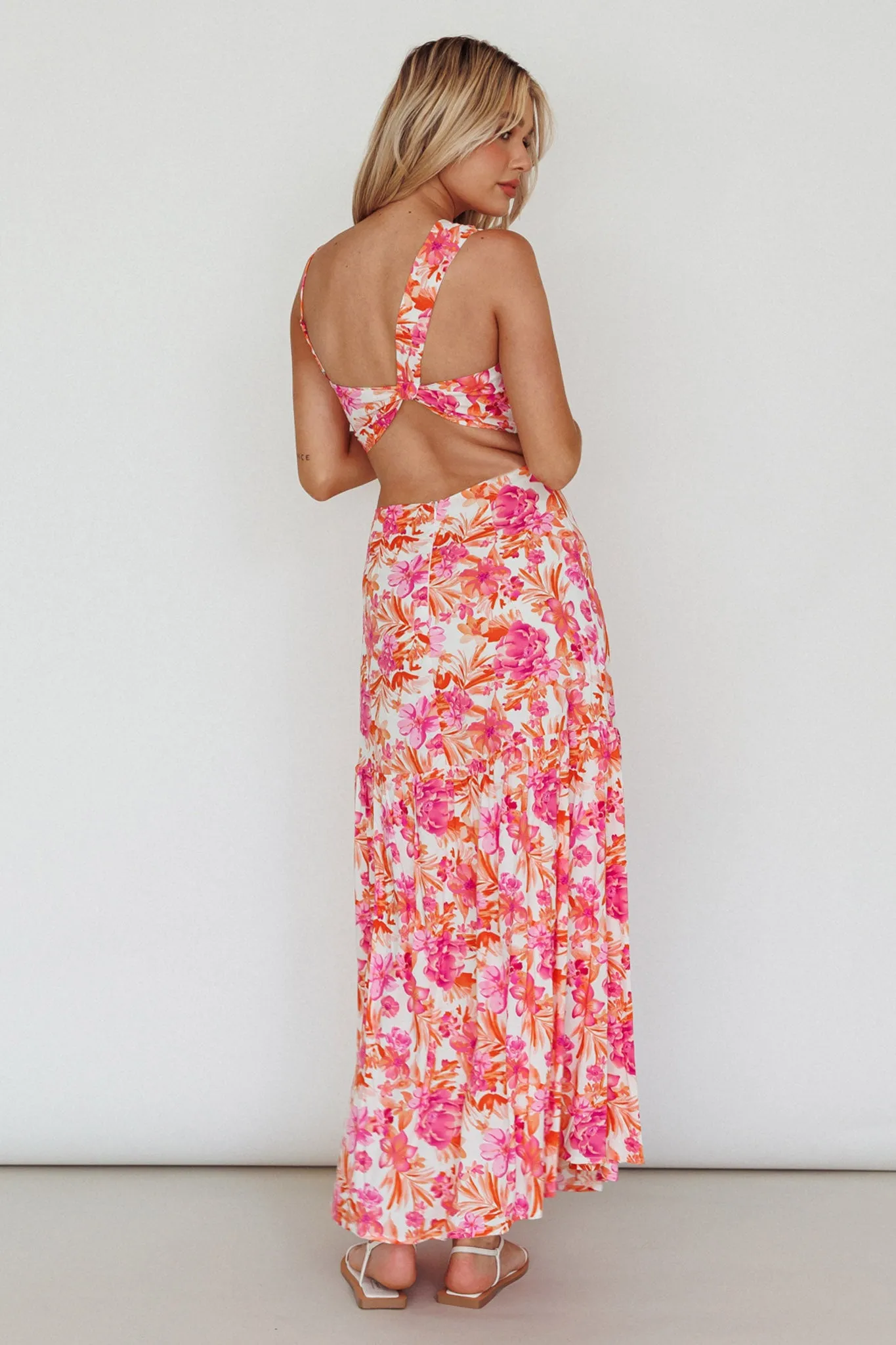 Evening Breeze Cut-Out Waist Maxi Dress Floral Pink sold by Selfie Leslie product image thumbnail 2