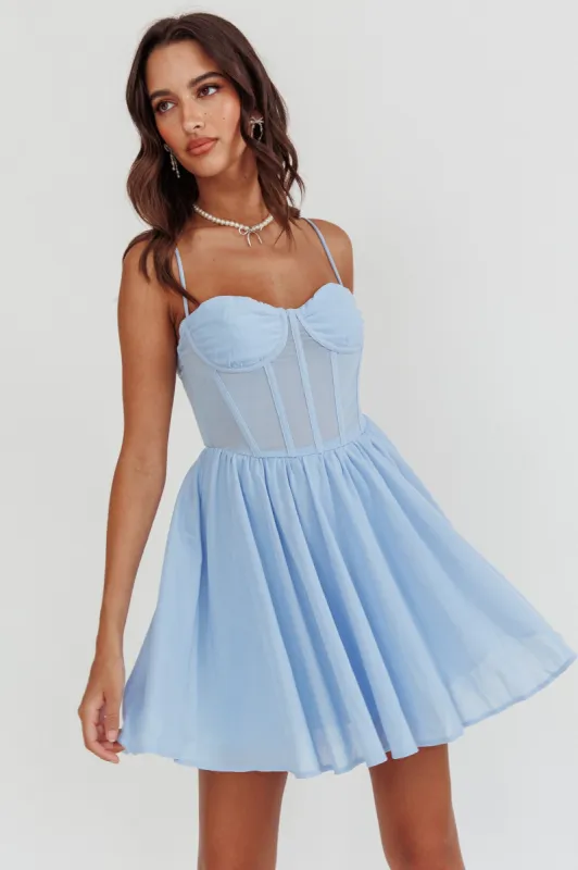 Lovers High Bustier Mini Dress Powder Blue sold by Selfie Leslie