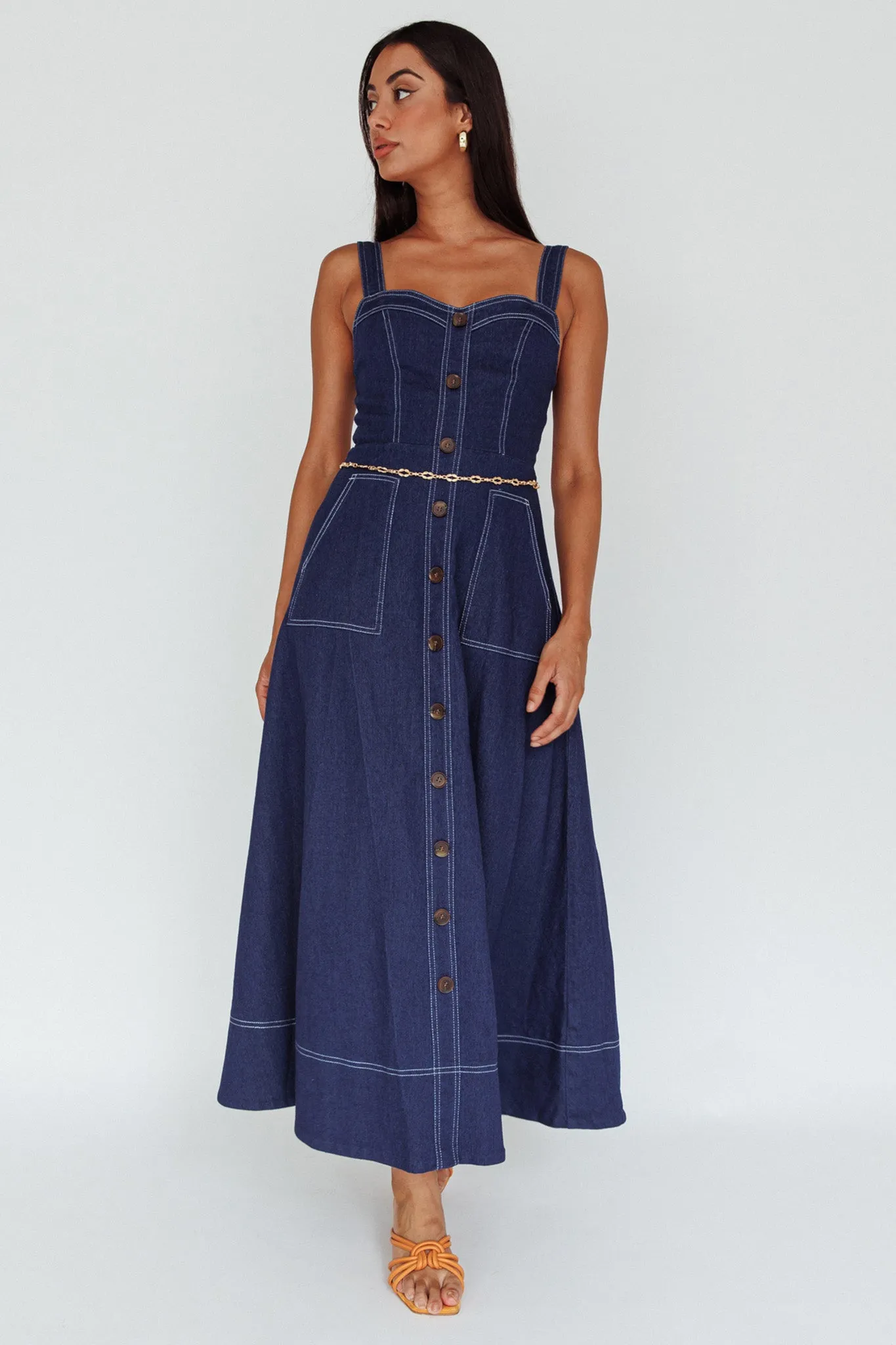 Laureen Pocket Maxi Dress Denim Indigo sold by Selfie Leslie product image thumbnail 5
