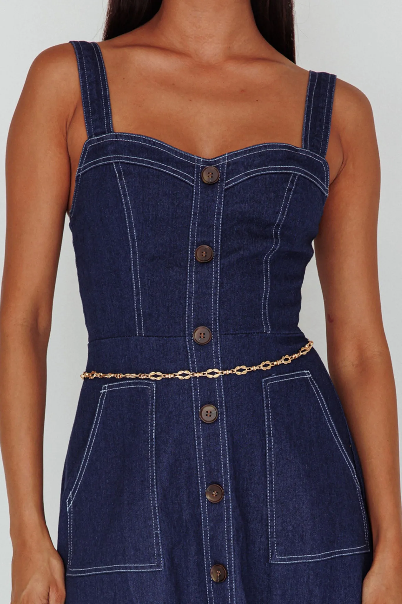 Laureen Pocket Maxi Dress Denim Indigo sold by Selfie Leslie product image thumbnail 4