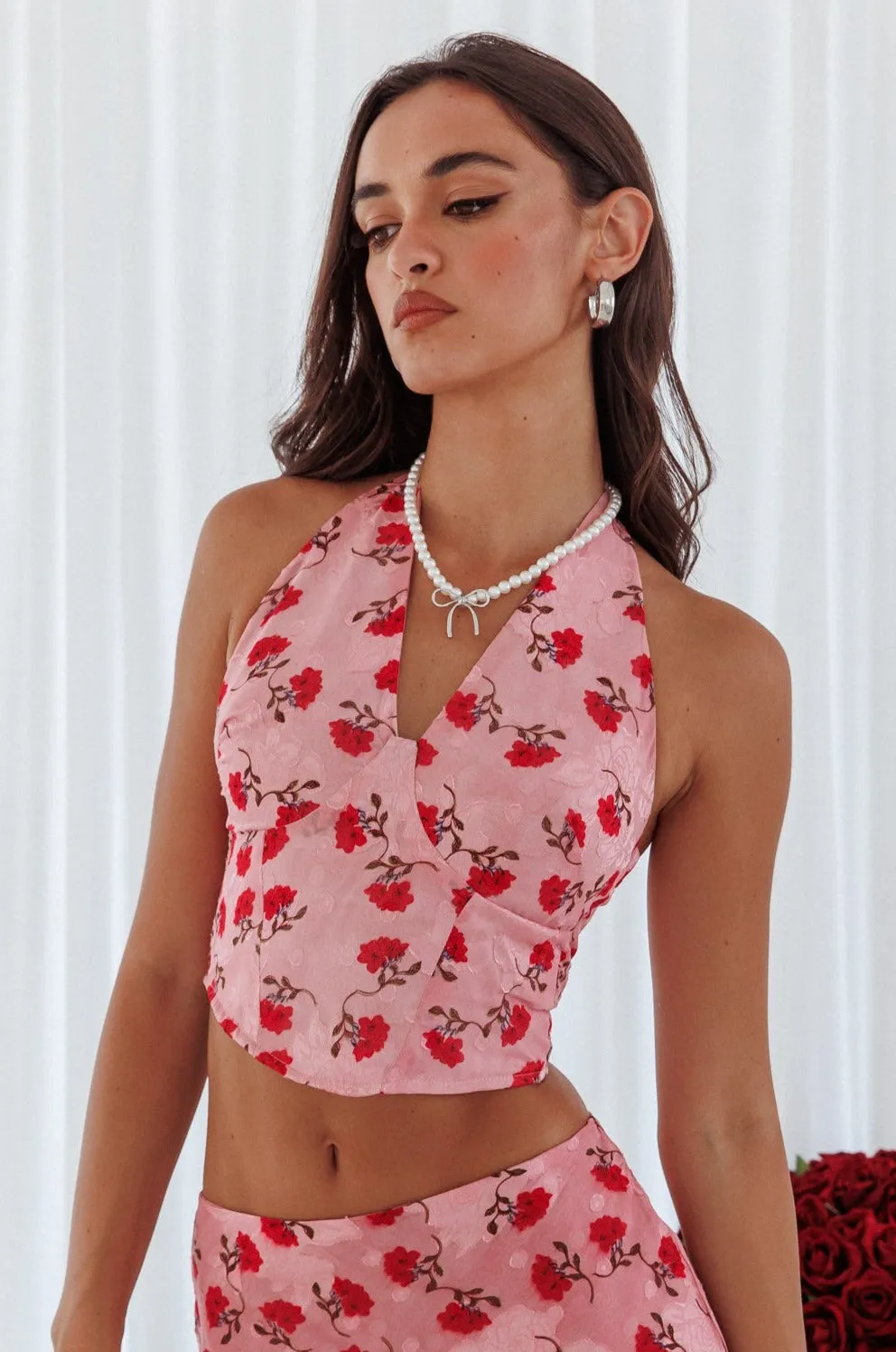 Gigi Halterneck Top Floral Pink sold by Selfie Leslie