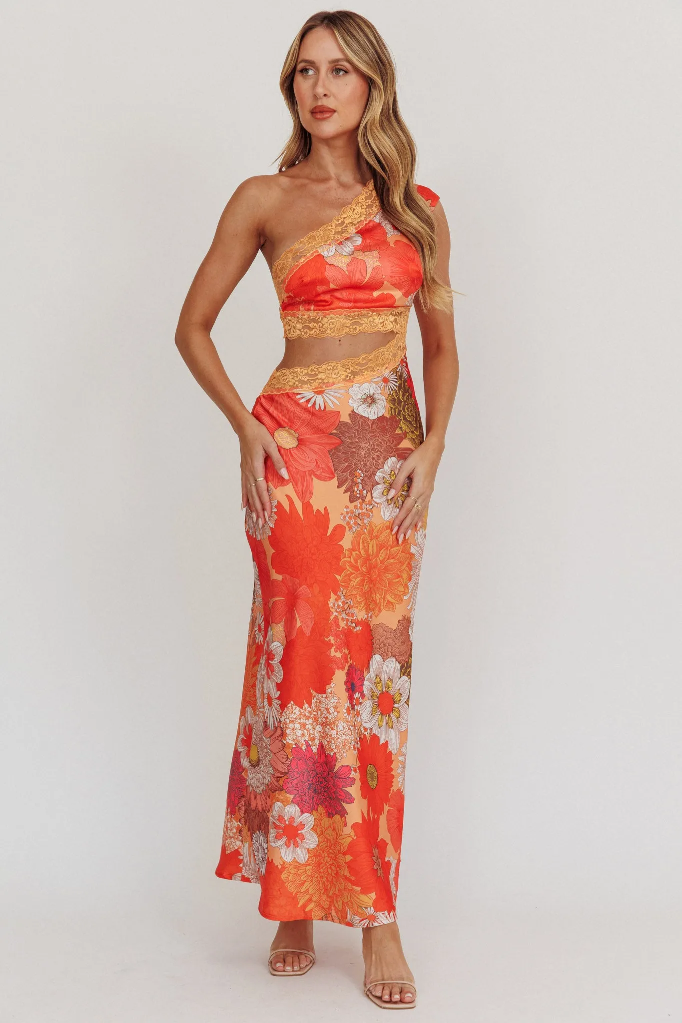 Mahli One-Shoulder Cut-Out Maxi Dress Floral sold by Selfie Leslie