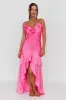 Rosalia Ruched Ruffle Maxi Dress Fuchsia sold by Selfie Leslie