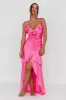 Rosalia Ruched Ruffle Maxi Dress Fuchsia sold by Selfie Leslie